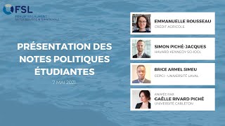 Présentation des notes politiques étudiantes