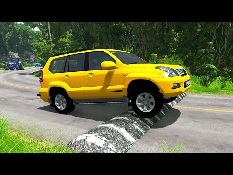 Cars, Trucks And Police Car Vs Massive Speed Bumps - BeamNG.Drive