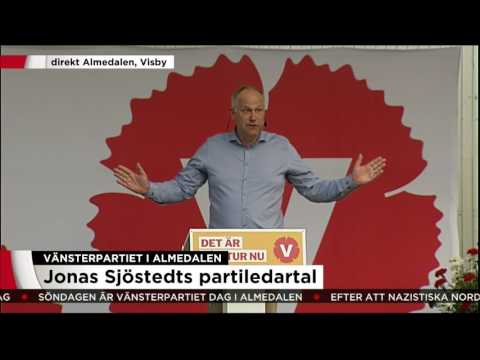 Jonas Sjöstedts partiledartal i Almedalen - Nyheterna (TV4)