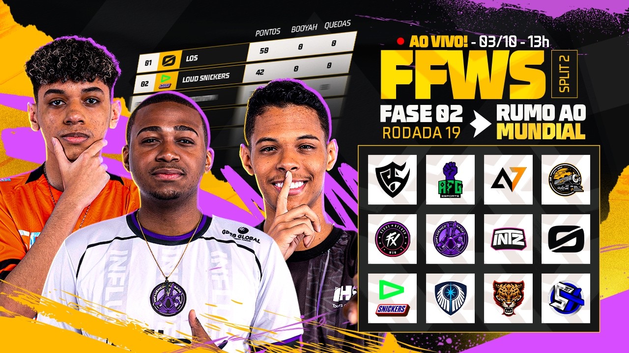 🔴 FREE FIRE AO VIVO: FFWS BRASIL SPLIT 2 - FASE RUMO AO MUNDIAL | RODADA 19