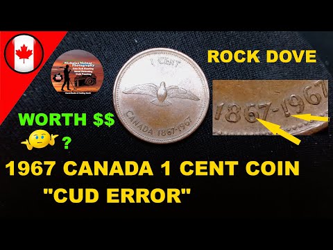 Cud Error 1967 Canada 1 Cent Coin Rock Dove Worth Money