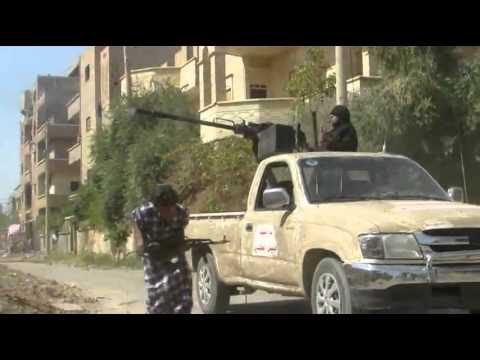 استهداف نقاط تمركز قوات النظام في حي الرصافة في دير الزور بواسطة رشاش 14 من قبل لواء الشهيد فيصل العكيدي