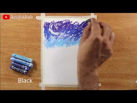 Beautiful moonlight scenery drawing with oil pastels - step by step