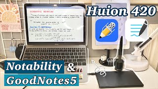 Trying Huion 420 on GoodNotes and Notability (Real-time Speed) ❤︎ | Emmy Lou