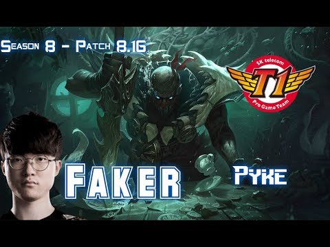 SKT T1 Faker PYKE vs MORGANA Supp - Patch 8.16 KR Ranked