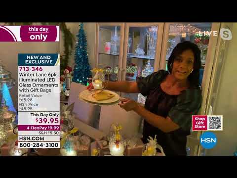 Winter Lane Set of 6 Illuminated LED Glass Ornaments wit...