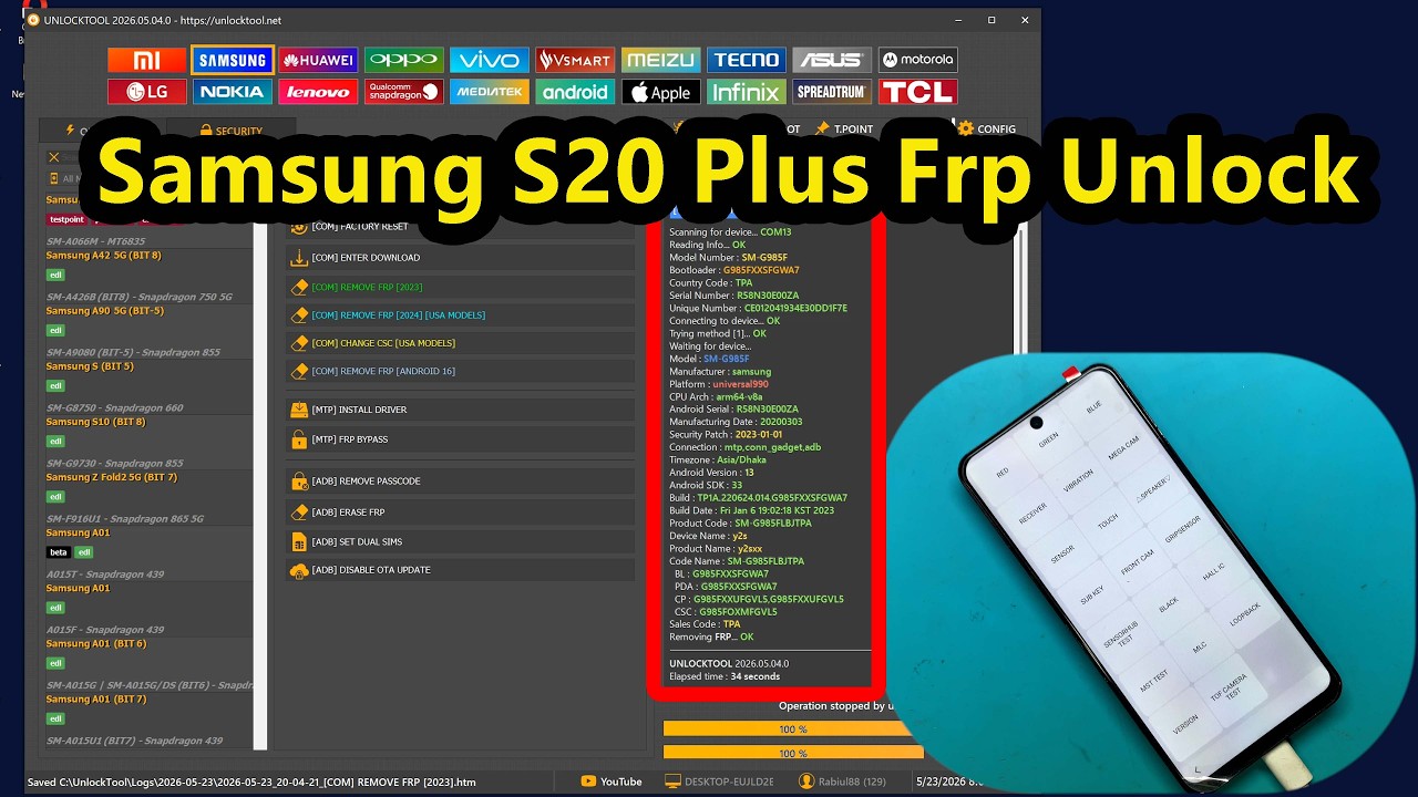 How to Bypass Google Lock on Samsung S20+ | Samsung S20 Plus FRP Bypass Tool (All Android Versions)
