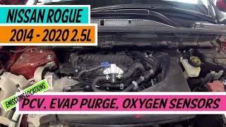 ⫷ Nissan │ Rogue │ 2014 - 2018 2.5L │ Emissions Locations │ PCV, EVAP Purge, Oxygen A/F sensors ⫸