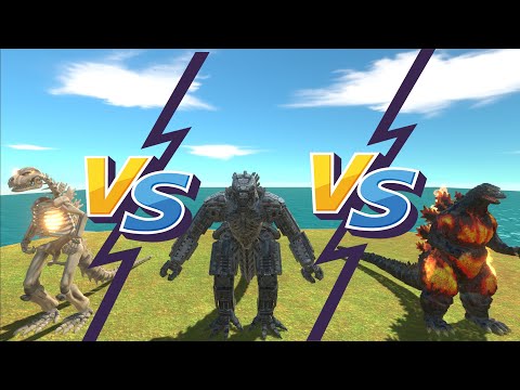 MECHAGODZILLA 2021 VS GODZILLA BURNING VS GODZILLA SKELETON - Animal Revolt Battle Simulator
