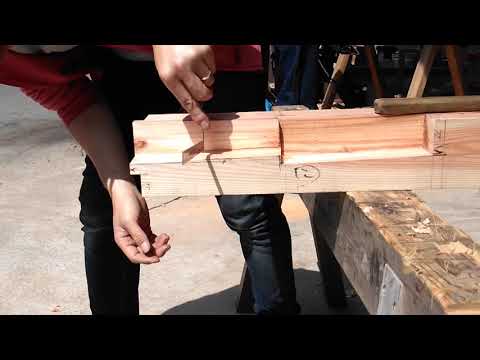 宮大工が職人技で教える初心者のための隠し金輪継の刻み方動画　Making a Hidden Scarf joint