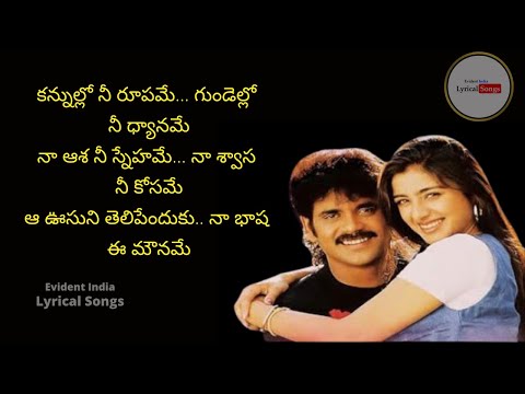 Kannullo Nee Roopame Song TELUGU LYRICS | Ninne Pelladatha Movie Songs | Nagarjuna, Tabu