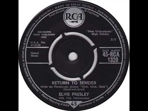 UK no. 1, (162) Elvis Presley with The Jordanaires - Return To Sender