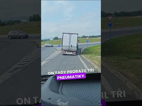 Borec prorazil 3 gumy na návěsu!