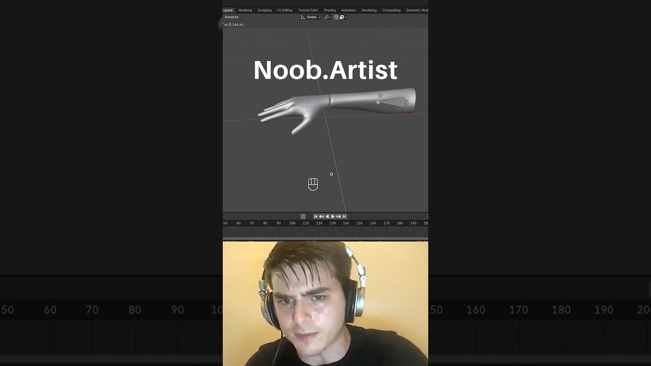 Noob vs Pro artist: rigging a hand #blendertutorial #blender #blendercommunity #blender3d #b3d