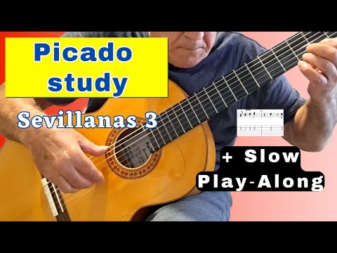 Sevillanas Melody in E Minor – Picado Study + TAB