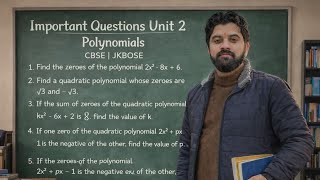 Class 10 Maths | Polynomials Chapter 2 | MOST IMPORTANT QUESTIONS | CBSE | JKBOSE 2026