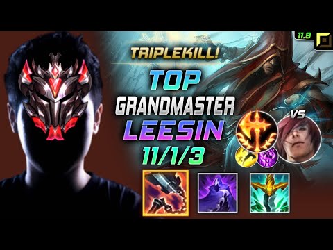 GrandMaster Lee Sin TOP vs Sett - 천상계 탑 리신 템트리 룬 선혈 정복자 - LOL KR 11.9