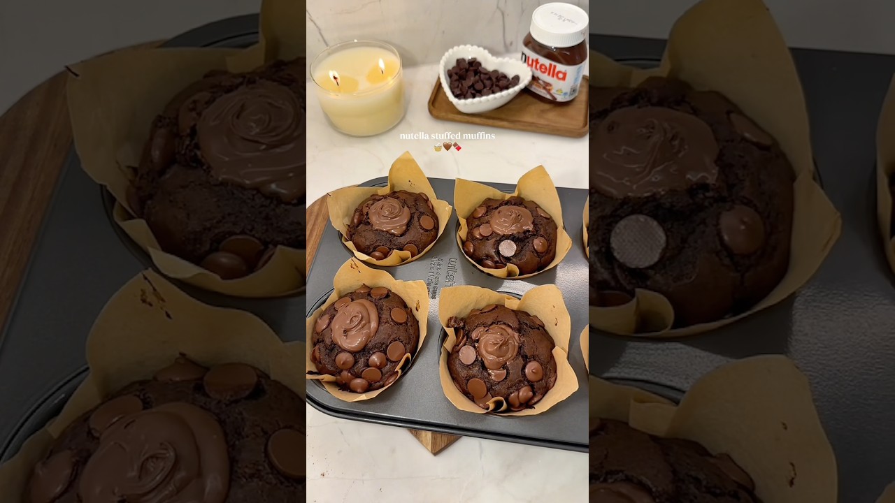 Nutella Chocolate Muffins!!🤎🍫🧁 #baking #bakingrecipe #nutella #muffins #recipe