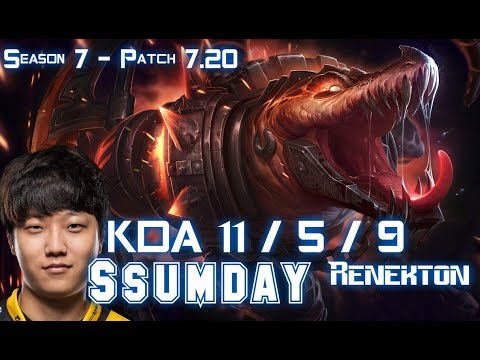Ssumday RENEKTON vs GNAR Top - Patch 7.20 KR Ranked
