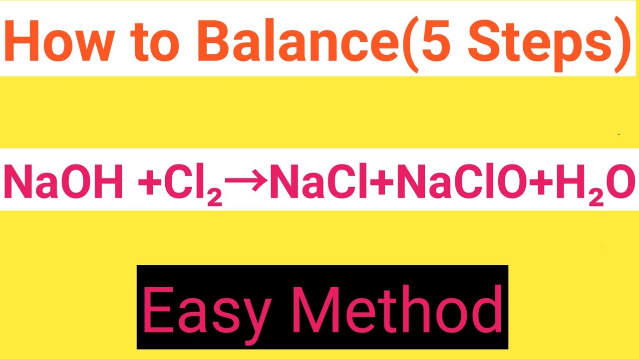 NaOH+Cl2=NaCl+NaClO+H2O Balanced Equation||Sodium hydroxide+Chlorine Balanced Equation