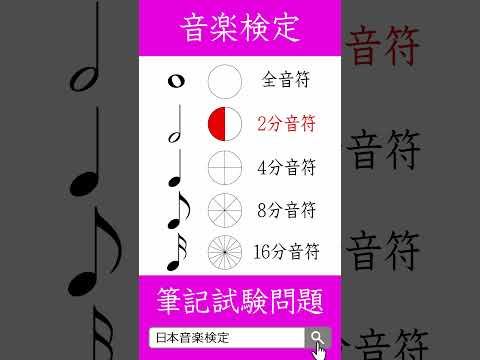 【音楽総合知識】音符の長さが理解できるショート動画（基本編）/日本音楽能力検定協会（過去問題・出題例） #楽譜 #音符 #ソルフェージュ