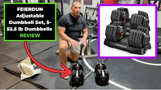FEIERDUN Adjustable Dumbbell Set, 5 52 5 lb Dumbbells