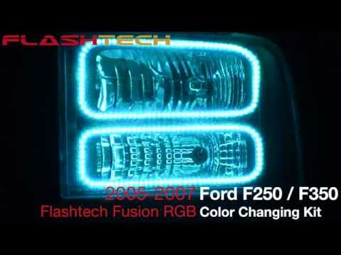 FLASHTECH LIGHTING Ford F250 / F350 V.3 Fusion Color Change LED Halo Headlight Kit (2005-2007)
