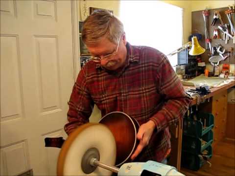 Jim Hilburn buffing mandolin #62