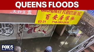 Floodwaters storm Queens businesses during severe weather