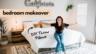 EXTREME BEDROOM MAKEOVER! | Midcentury Bohemian Aesthetic + DIY Throw Pillows (Tutorial)