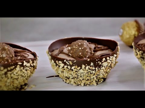 MAKE Ferrero Rocher Chocolate Dessert CUPS | How to make Balloon Chocolate Bowls 風船チョコレートお椀