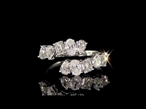 Lady's 18k White Gold 1.79ct (TDW) Diamond Overlap Ring