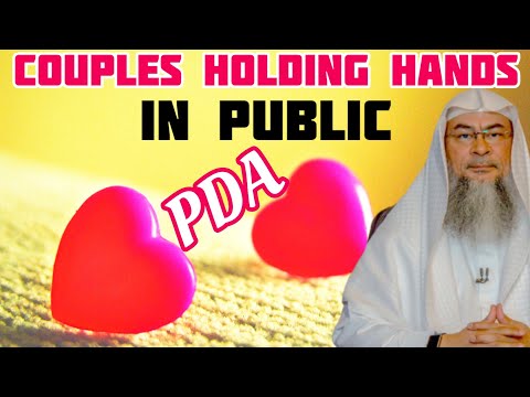 Muslim couple showing love to each other & holding hands in public (PDA) - assim al hakeem