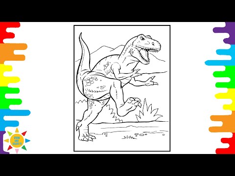 Dangerous Tyrannosaurus Coloring Page|T-Rex Coloring | Jurassic Park Dinosaur Coloring | Convex - 4U