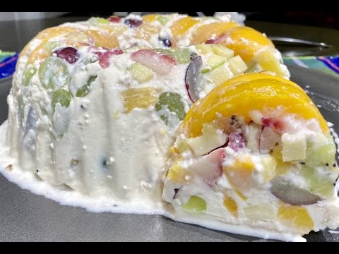 COMO HACER GELATINA DE FRUTAS Y CREMA ** 2 RECETAS EN UNA**
