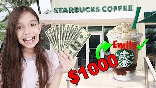 Giving Starbucks Employees $1,000 If They Spell My Name Right! | Emily and Evelyn