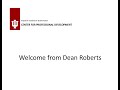 Welcome from Dean Roberts