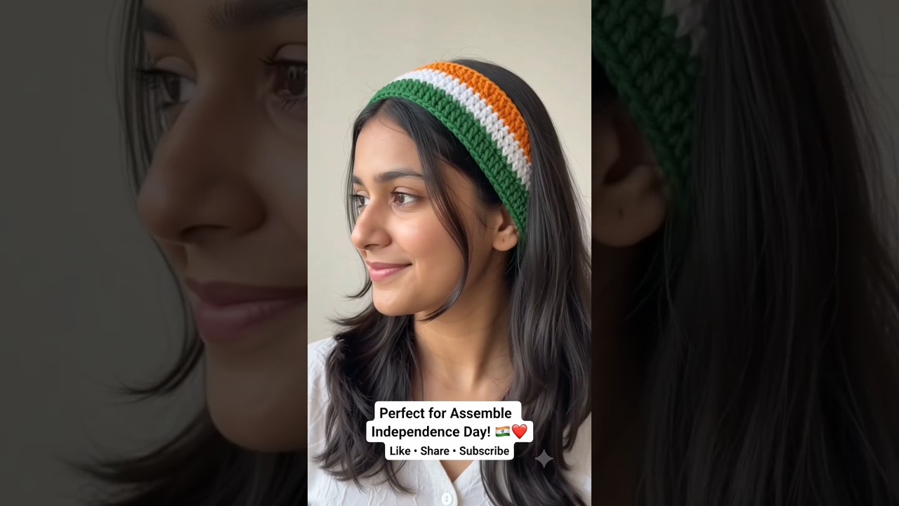 make this easy tricolour crochet headband 🇮🇳❤️#shorts #viral #trending #crochet