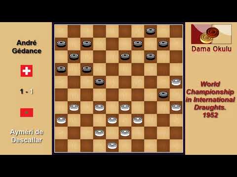 Ayméri de Descallar (MAR) - André Gédance (SUI). Draughts World Championship. 1952.