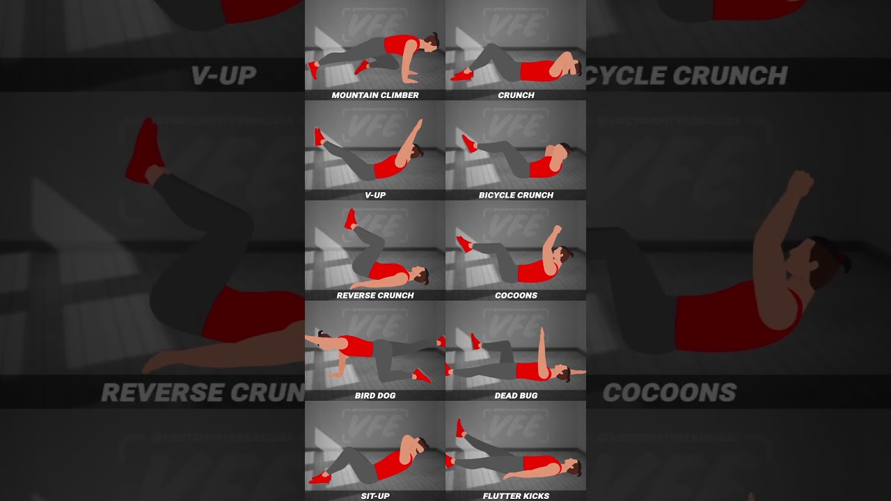 🔥 Big Library of ABS Exercises 🚫 No equpment 📌 Save and Use! #animation #fitness #workout #sport