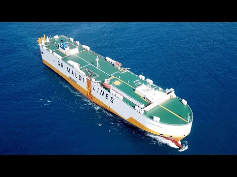 Grimaldi Grande Italia from Above – RoRo Ship in Action