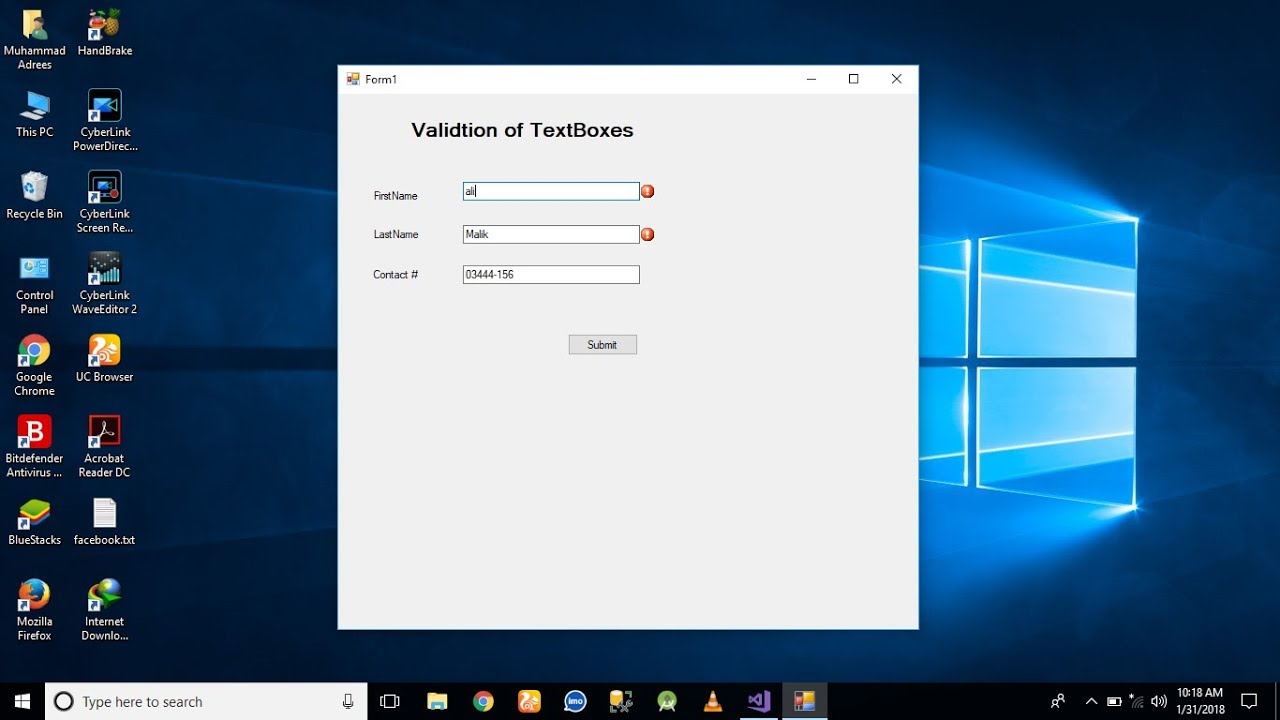 C#-How To Validate TextBoxes With Text And Numbers in Window Form