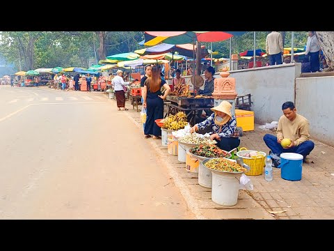 Best Street Food at Oudong resort, Kandal province, Countryside Market & City Food Tour, Cambodia