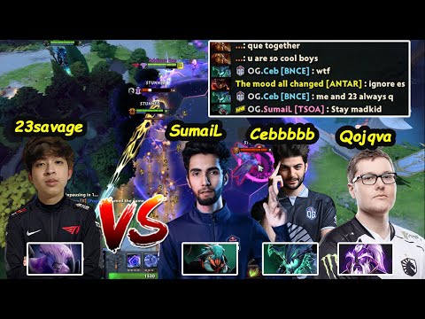 T1 23savage vs OG Duo SumaiL Ceb Qojqva - EPIC CARRY BATTLE Server EU Dota 2