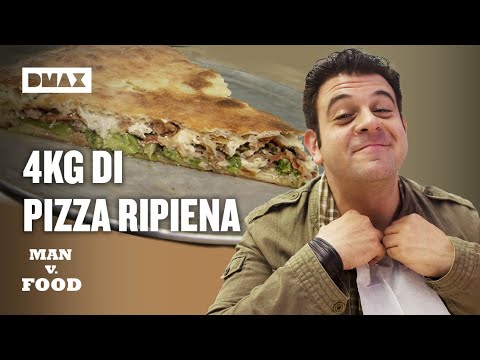 Adam Richman takes on a 10-pound pizza challenge | Man vs. Food
