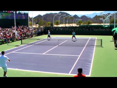 Roger Federer practice with Steve Johnson 02