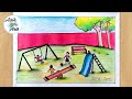 park scenery drawing | how to draw playground | drawing playground | park side | scenery drawing
