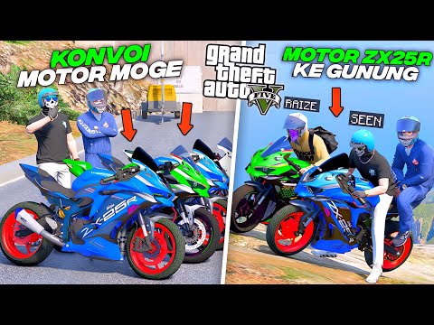 We Convoyed the Big Bike ZX25R Up the Highest Mountain - GTA 5 MOD