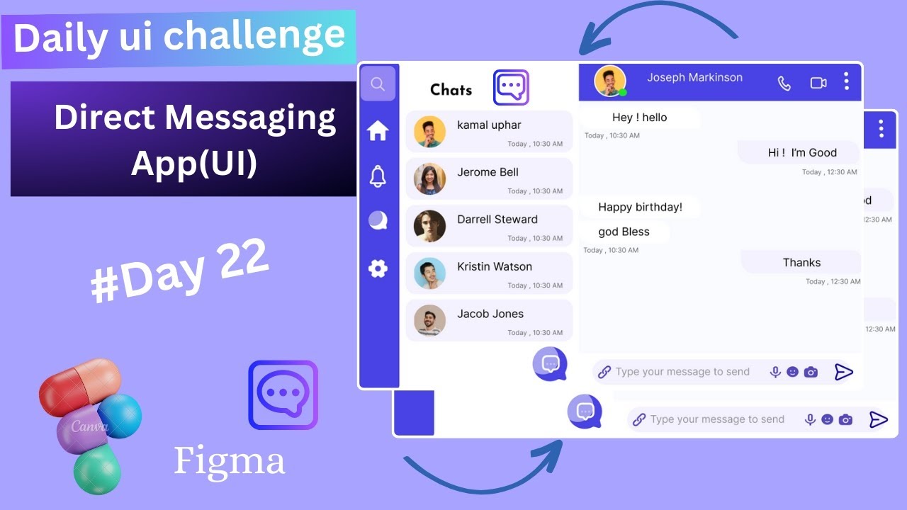 Day - 22 | Direct Messaging App | #figma #dailyuichallenge