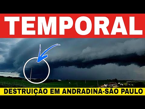 🚨FORTE TEMPORAL em ANDRADINA-SP causa destruição com ventos de 100km/h segunda-feira 22/06/26 😱